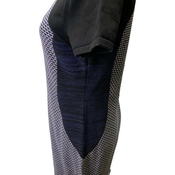 Ann Taylor Short Sleeve Midi Dress Sz Medium Bodycon Fitted Black / White / Navy - Picture 10 of 10